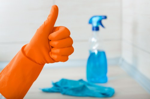 Professional steam cleaning equipment in use